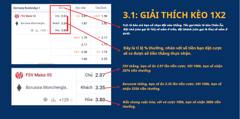 Giải thích chi tiết và dễ hiểu về kèo 1×2