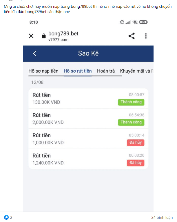 Bóc phốt nhà cái Bong789 lừa đảo ăn chặn tiền